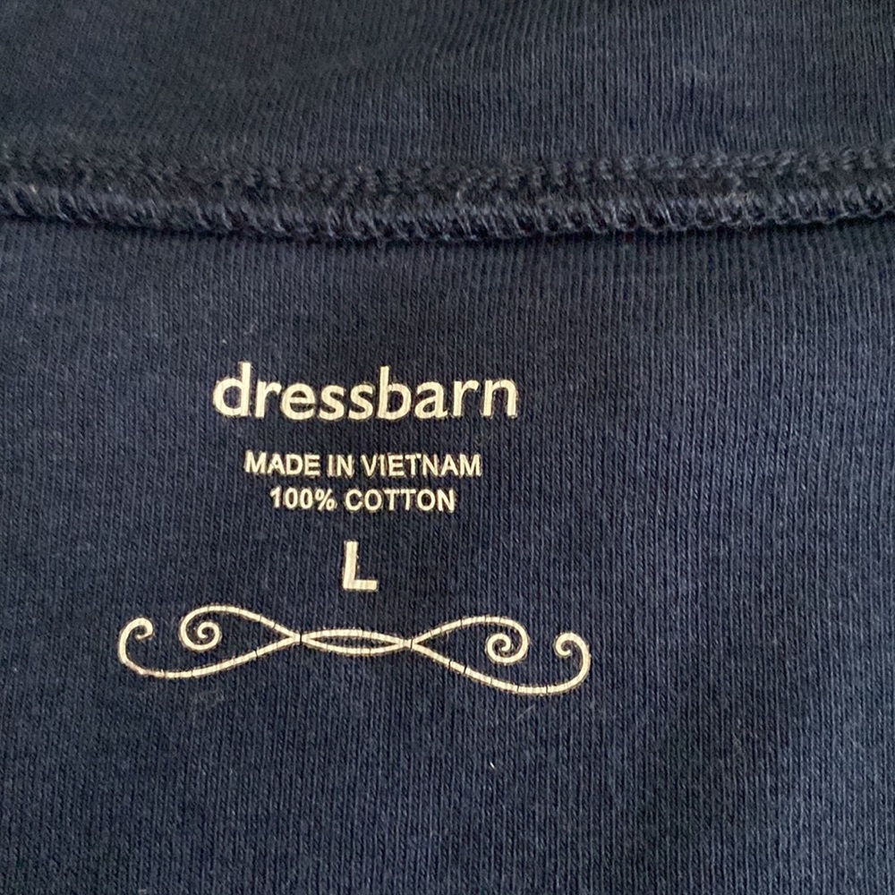 EUC Dressbarn navy and silver bling T-shirt. Sz L - Picture 4 of 6